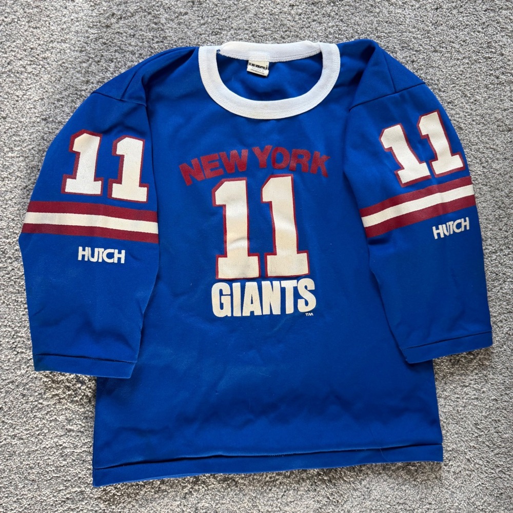 80s Vintage Hutch New York Giants #11 Jersey Ringer 3/4 Sleeve Youth Medium USA